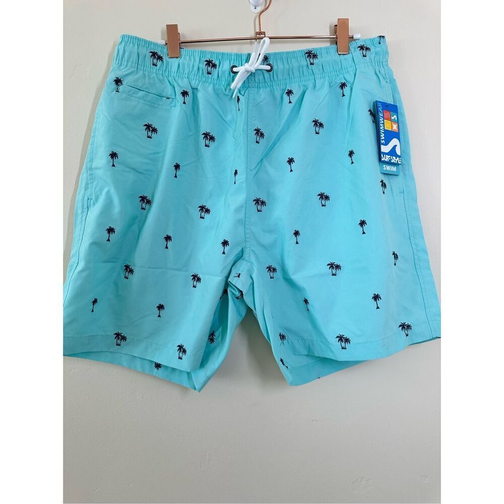 Surf Style Nordstrom Blue and Black Mens Pull On Swim Shorts Size XL